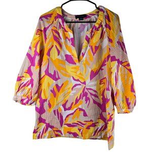 Sanctuary Island Tunic Make A Splash Oversized V Neck Gauzy Lightweight‎ M
